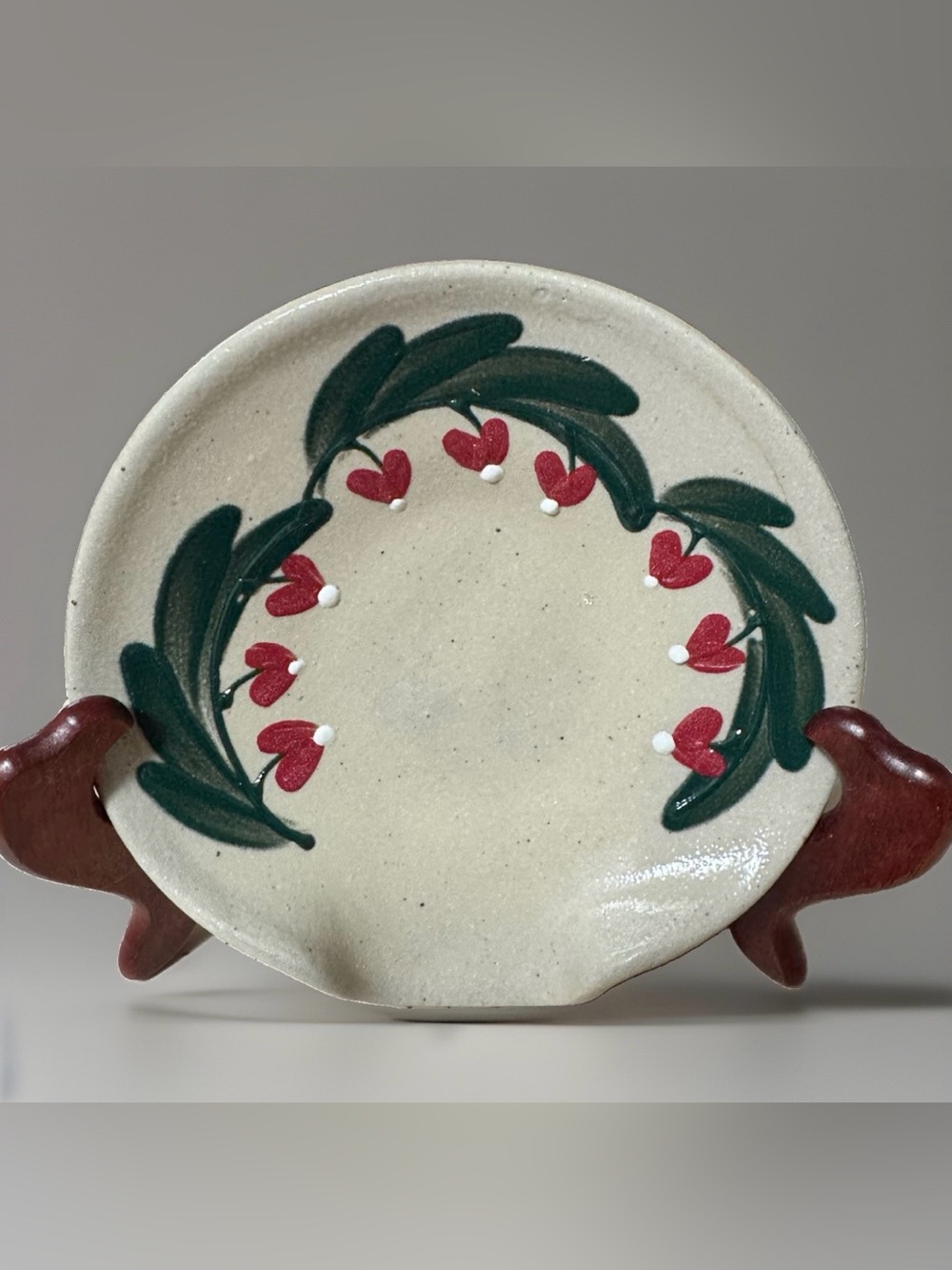 Salmon Falls Stoneware Pottery Bleeding Hearts Spoon Rest ~ 2025